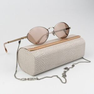 NEW Jimmy Choo SONNY/S  9F6/2S Peach Palladium Pink Oval Metal CHAIN Women